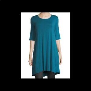 Eileen Fisher Teal Knit Swing Tunic S